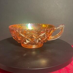 Vintage Imperial Glass Marigold Diamond Block Pattern Jam/Jelly Dish Rare